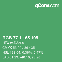 カラーコード: RGB 77.1 165 105 | qconv.com