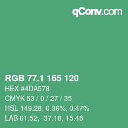 カラーコード: RGB 77.1 165 120 | qconv.com