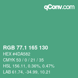 カラーコード: RGB 77.1 165 130 | qconv.com