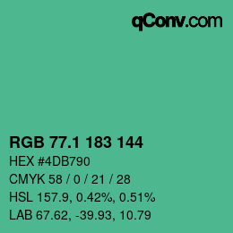 カラーコード: RGB 77.1 183 144 | qconv.com