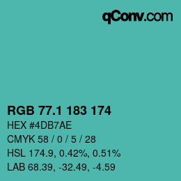 カラーコード: RGB 77.1 183 174 | qconv.com