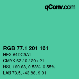 カラーコード: RGB 77.1 201 161 | qconv.com