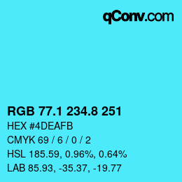 カラーコード: RGB 77.1 234.8 251 | qconv.com