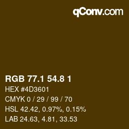 Color code: RGB 77.1 54.8 1 | qconv.com