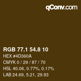 カラーコード: RGB 77.1 54.8 10 | qconv.com