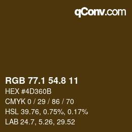 Color code: RGB 77.1 54.8 11 | qconv.com