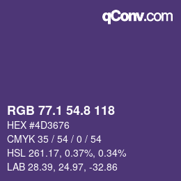 Color code: RGB 77.1 54.8 118 | qconv.com
