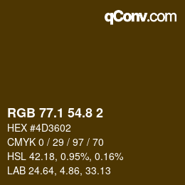 カラーコード: RGB 77.1 54.8 2 | qconv.com