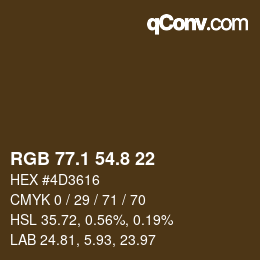 カラーコード: RGB 77.1 54.8 22 | qconv.com