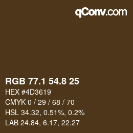 Color code: RGB 77.1 54.8 25 | qconv.com
