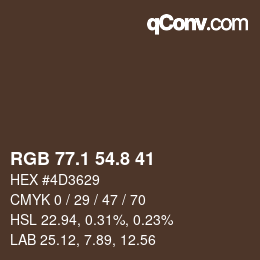カラーコード: RGB 77.1 54.8 41 | qconv.com