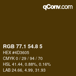 Color code: RGB 77.1 54.8 5 | qconv.com