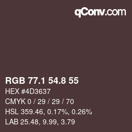 カラーコード: RGB 77.1 54.8 55 | qconv.com