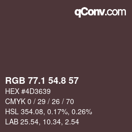 Color code: RGB 77.1 54.8 57 | qconv.com