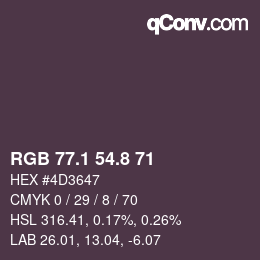 カラーコード: RGB 77.1 54.8 71 | qconv.com