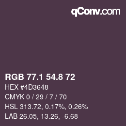 カラーコード: RGB 77.1 54.8 72 | qconv.com
