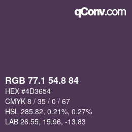 Color code: RGB 77.1 54.8 84 | qconv.com