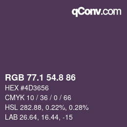 Farbcode: RGB 77.1 54.8 86 | qconv.com
