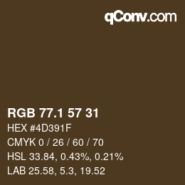 カラーコード: RGB 77.1 57 31 | qconv.com