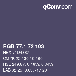 カラーコード: RGB 77.1 72 103 | qconv.com