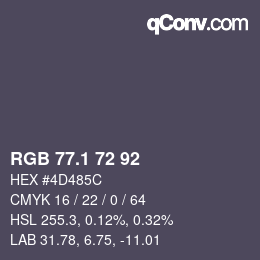 カラーコード: RGB 77.1 72 92 | qconv.com