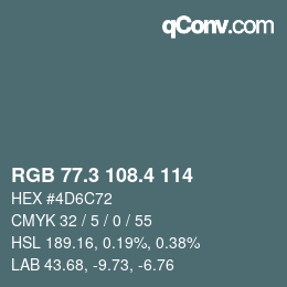 カラーコード: RGB 77.3 108.4 114 | qconv.com