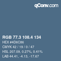 カラーコード: RGB 77.3 108.4 134 | qconv.com