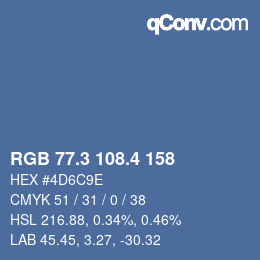 カラーコード: RGB 77.3 108.4 158 | qconv.com