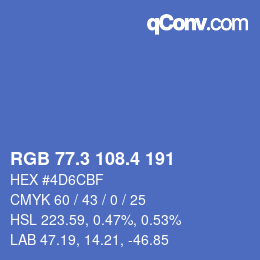 カラーコード: RGB 77.3 108.4 191 | qconv.com