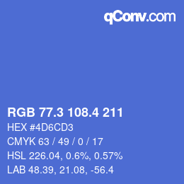カラーコード: RGB 77.3 108.4 211 | qconv.com