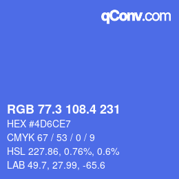 カラーコード: RGB 77.3 108.4 231 | qconv.com