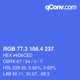 カラーコード: RGB 77.3 108.4 237 | qconv.com
