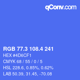 カラーコード: RGB 77.3 108.4 241 | qconv.com