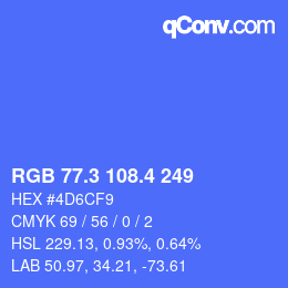 カラーコード: RGB 77.3 108.4 249 | qconv.com
