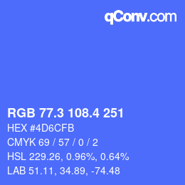 カラーコード: RGB 77.3 108.4 251 | qconv.com