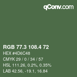 カラーコード: RGB 77.3 108.4 72 | qconv.com