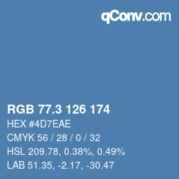 カラーコード: RGB 77.3 126 174 | qconv.com