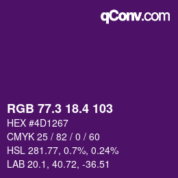 カラーコード: RGB 77.3 18.4 103 | qconv.com