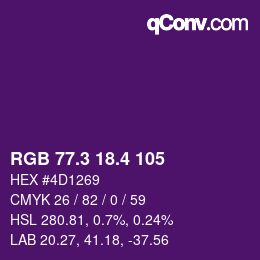 カラーコード: RGB 77.3 18.4 105 | qconv.com