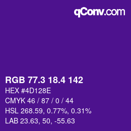 カラーコード: RGB 77.3 18.4 142 | qconv.com