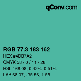 カラーコード: RGB 77.3 183 162 | qconv.com