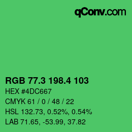 カラーコード: RGB 77.3 198.4 103 | qconv.com