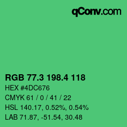 カラーコード: RGB 77.3 198.4 118 | qconv.com