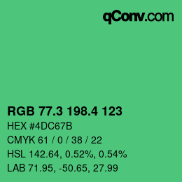 カラーコード: RGB 77.3 198.4 123 | qconv.com