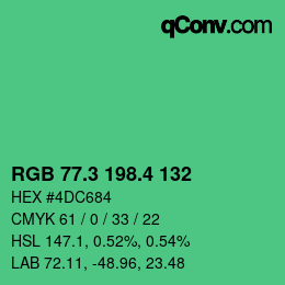 カラーコード: RGB 77.3 198.4 132 | qconv.com