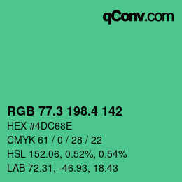 カラーコード: RGB 77.3 198.4 142 | qconv.com