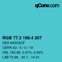 カラーコード: RGB 77.3 198.4 207 | qconv.com