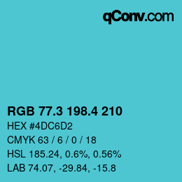 カラーコード: RGB 77.3 198.4 210 | qconv.com
