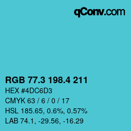 カラーコード: RGB 77.3 198.4 211 | qconv.com