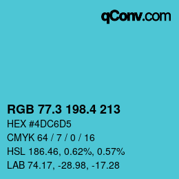 カラーコード: RGB 77.3 198.4 213 | qconv.com